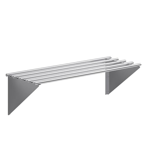 Image of AmGood 18 in. x 48 in. NSF Stainless Steel Tubular Wall Shelf | Heavy-Duty Metal Shelving for Appliances & Equipment | Ideal for Kitchen, Restaurant, Garage, Laundry, Utility Room