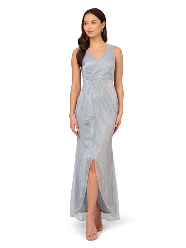 Image of Adrianna Papell Women's Metallic Mesh Cascade Gown