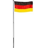 [page_title]-BRUBAKER Aluminium Fahnenmast Flaggenmast 6 m mit Erdhülse + Deutschland Flagge 150 x 90 cm