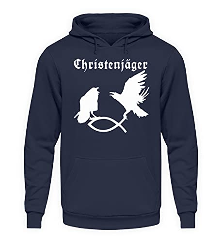 Sweat à capuche Hugin et Munin bleu vêtement imprimé mythologie taille S