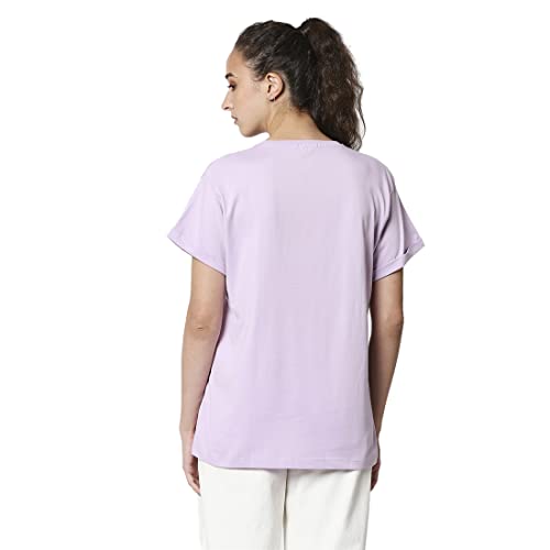 Image of Bewakoof Women's Solid 100% Cotton T-Shirt - Boyfriend Fit, Round Neck, Half Sleeves