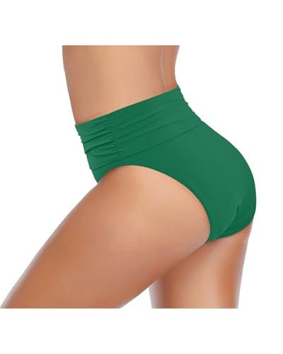 Image of Tempt Me Women's High Waisted Bikini Bottom Tummy Control Ruched Bathing Suit Swim Bottom