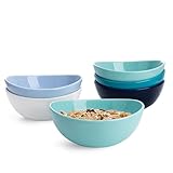 Sweese 1122 Porcelain Bowls - 18 Ounce for Cereal, Salad, Dessert - Set of 6, Cold Assorted Colors