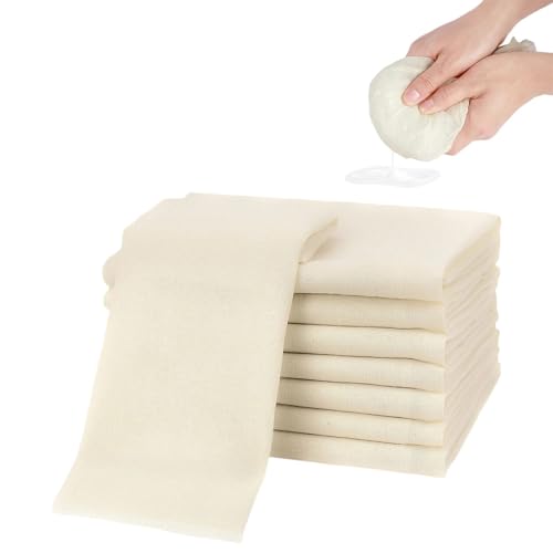 homeemoh Grade 90 Cotton Reusable Cheesecloth 12pcs 20x20 Inch Unbleached Cotton Muslin Cloth Fine Mesh Fabric for Straining, Cooking, Steaming
