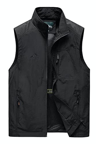 MeiLayM Herren Sommer Outdoor Weste Angelweste Leichte Ärmellose Weste mit Reißverschlusstaschen Lässig Funktionsweste Jagd Camping Fotografie Wandern Weste