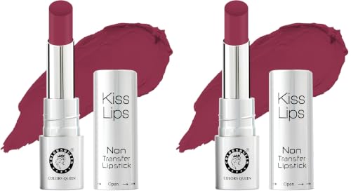 Image of Colors Queen Kiss Lips Matte Lipstick | Smudge Proof & Non Transfer | Creamy Matte Long Stay Lipstick for Women (18 - Cherry Berry) (Pack of 2)
