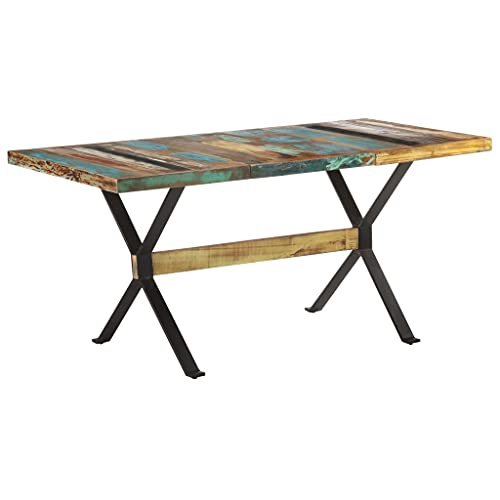 Table à manger bois massif vieilli 160x80 table de cuisine salon - 8