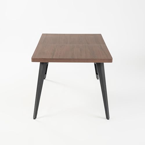 FurnitureR Esstisch 150cm Vintage Effekt Küchentisch mit Heavy Duty Metallbeinen Moderner hölzerner rechteckiger Esstisch für 4-6 Person Esszimmer Restaurant Apartments, braun