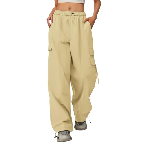 Jogging cargo fille à cordon avec coupe esthétique et taille haute