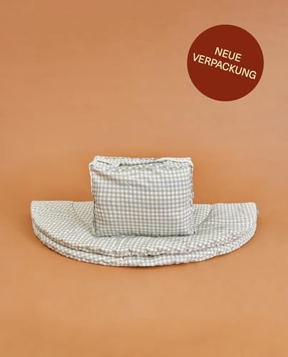molis&co - Krabbeldecke Runder für Baby 100x5 cm - 100% Baumwolle (OEKO-TEX) - Spielmatte Baby Multifunktional, Dick & weich gepolstert - Ideal als Babydecke & Spieldecke Baby - Mint Tea