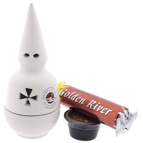 CERÁMICA ESPAÑA | Incensario nazareno Blanco | Incensarios religiosos | Incensarios de Barro | Incensarios Originales | Incensario Semana Santa | 9x9x20 cm | Accesorios Incluidos