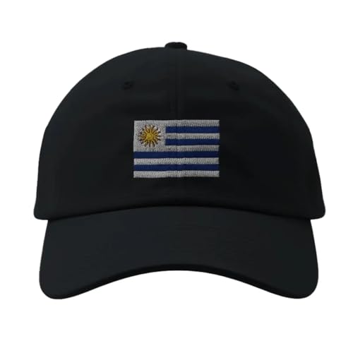 Casquette Uruguay noire brodée - Chapeau soleil réglable pour homme