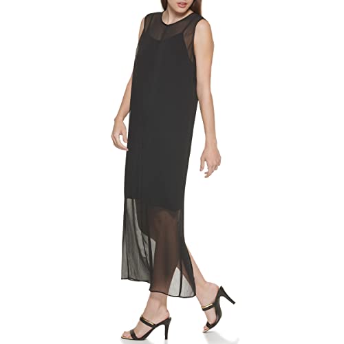 Dkny Women's Partially Lined Zip-Closure Midi Dress, Black #TOP2