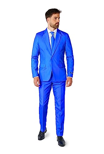Suitmeister Solid Colored Suits - Includes Jacket, Pants & Tie, Solid Blue, Medium