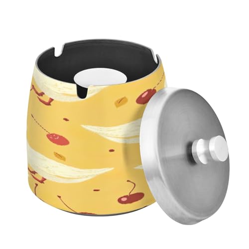 Ewusp Cenicero de pato lindo para interiores y exteriores, resistente al viento, a prueba de olores, cenicero de acero inoxidable con tapa, cenicero de escritorio para fumar, cenicero de cigarrillos