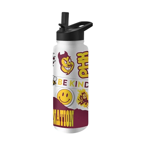 Image of Logo Brands NCAA Native 34 oz Quencher Water Bottle - | Local Icons Design | Double-Wall Insulated| Leak-Proof Lid & Built-In Straw