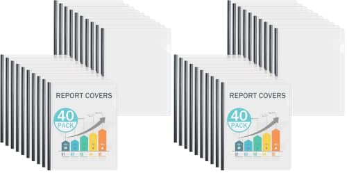 Image of Binditek Clear Report Covers with Sliding Bars, 70 Sheet Capacity, 80 Pack