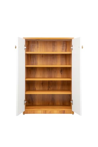 Image of Engineered Wood Shoe Rack - Stylish, Durable & Space-Saving Shoe Storage Organizer for Home & Office Use (SHEESHAM& White, 5 Shelves)