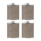 PYD Life Sublimation Stainless Steel Hip Flask Blanks 8 OZ for Liquor with Gray Leather Cover,Leakpr