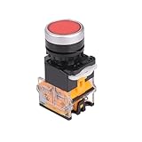 22mm LA38 Round Power Button Switch, 1NO/1NC instantaneous Button Switch with Light, 220V LED Indicator(Red,Self Reset)