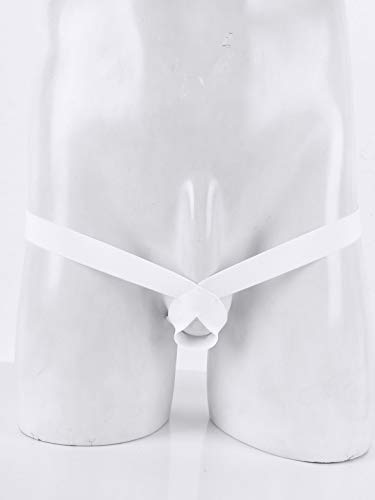 AGJGFM Men's Jockstrap Lingerie Elastic Suspensory Stretchy Bikini Briefs T-Back Thongs Underwear White3