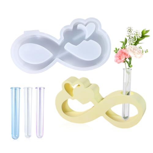 KyeeaDIY Vase Tube Resin Molds Infinite Love Heart Hydroponic,Silicone Molds for Vase Plant Propagation Station Exquisite Love Ribbon Hydroponics Hydroponic Mold for Home Decoration