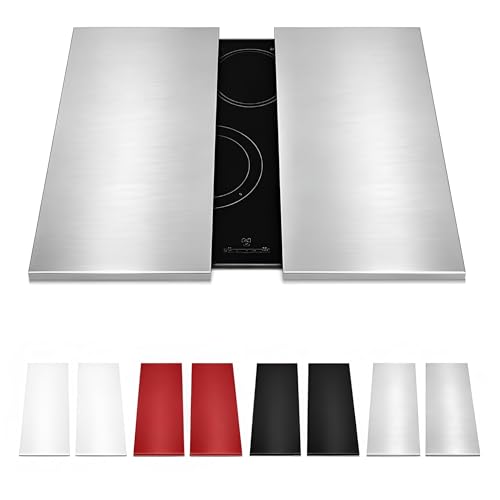 HOMELAY Tapa para vitroceramica. Tapa cocina induccion (No GAS). 55 x 33 x 2,5 cm. Muy resistente. Hecho en España. Protector de vitroceramica, cubrevitrocerámicas (2, Acero Inoxidable)