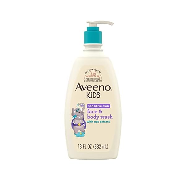 Aveeno Kids Sensitive Skin Face & Body Wash With Oat Extract, Gently Washes Away Dirt & Germs Without Drying, Tear-Free…
