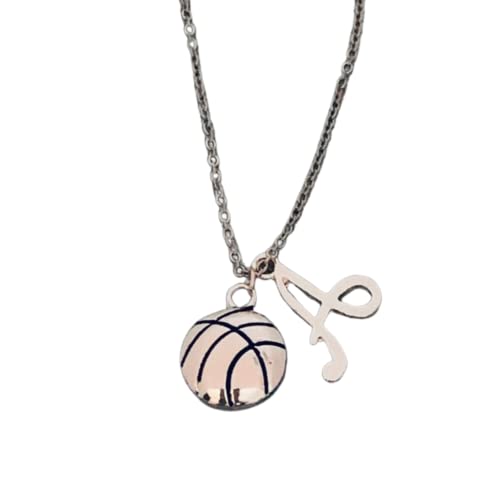 Personalized Basketball Necklace with Letter Charm