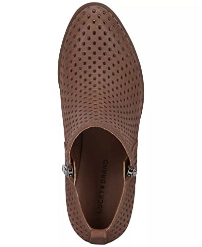 Lucky Brand Basel3 Sesame suede Side Zip Perforated Leather Block Heel Bootie (7.5)2