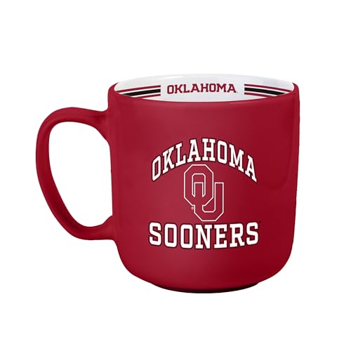 Image of Logo Brands NCAA Oklahoma Sooners 15 oz Stripe Coffee Mug - 15 Fluid Ounces | Ceramic | Officially Licensed | Vintage Team Logo | Great Gift