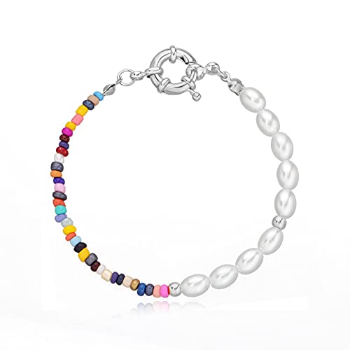 Bracelet fait main LuisFranklin aux perles de rocaille et nacre ovale S7