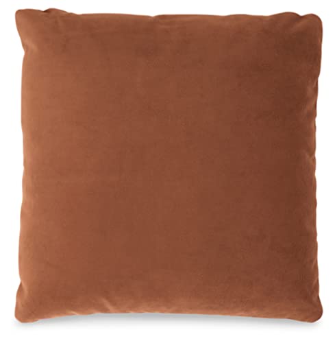 Signature Design By Ashley Caygan Contemporary Square Polyester Pillow With Feather Fill, 20" X 20", Rust #TOP21