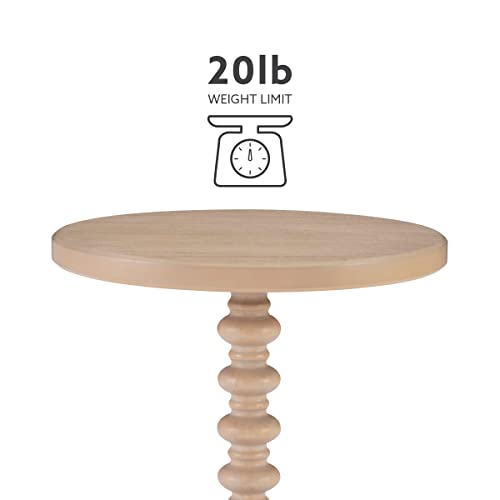 Powell Tarkin Round Natural Wood Turned Spindle Pedestal Side Accent Table