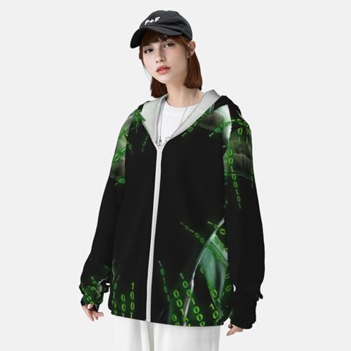 Sudadera con capucha para mujer y hombre con estampado hacker ligera para correr 3