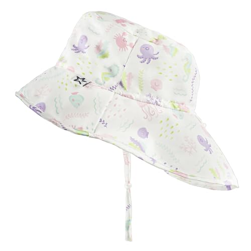 Tiny Twinkle Protective Sun Hats with Flaps for Babies & Toddlers|Lightweight Quick-Dry Hat for Beach&Swim(Under The Sea 9-18 Months)