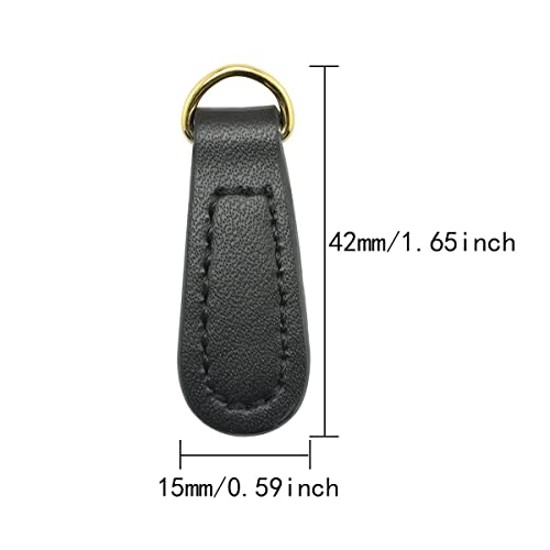 ITROLLE 2PCS Genuine Leather Zipper Pull - Black Pull Strap Cord Zip Pullers for Boot, Jacket, Bag, Purse - Durable Zipper Heads and Tag - Thumbnail 2