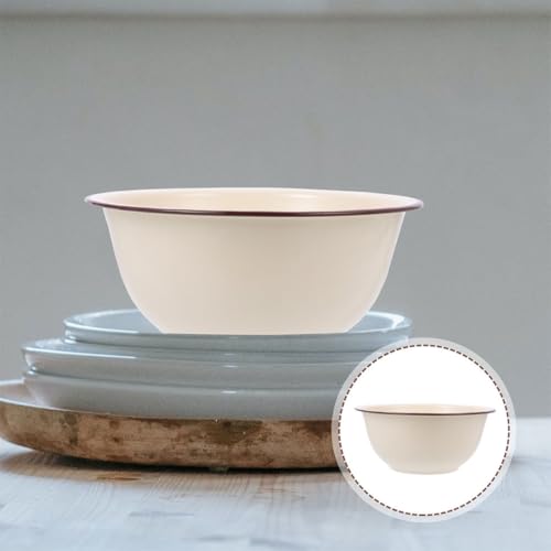 Tazón esmaltado beige 24 cm vintage para cocina miniatura 5