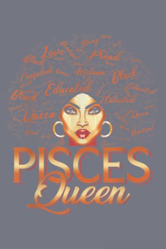 Black Women Afro Hair Art Pisces Queen March Birthday Art: - Notebook A5 size, 116 of high quality white papers