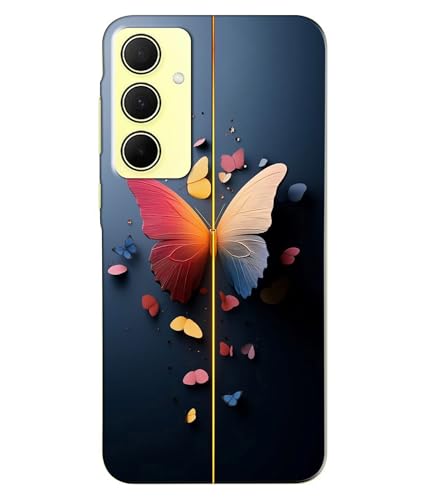 Image of Stylish Butterfly Printed Hard Back Case Cover Compatible for Samsung Galaxy A55 5G | Samsung A55 5G (Multicolor) - D1665