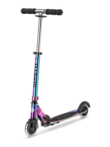 micro Sprite LED Kinder Kinderscooter | Cityroller mit LED-Rollen | klappbar und Lenker höhenverstellbar | ab 5 J. | Tretroller Farbe neochrome