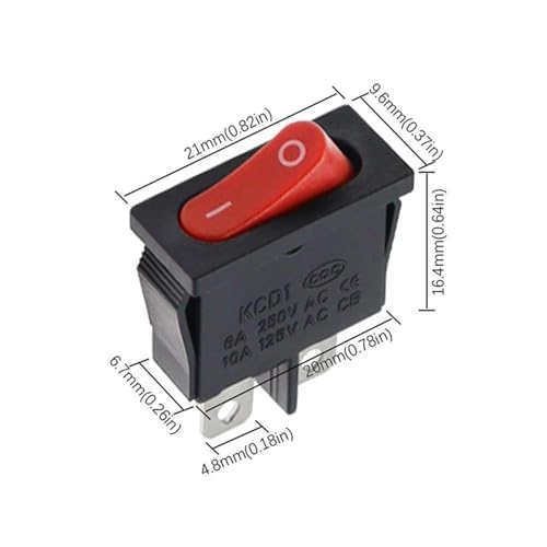 Interruptor rectangular KCD1-110 de 2 pines para sustituir botones dañados en consolas y herramientas 6