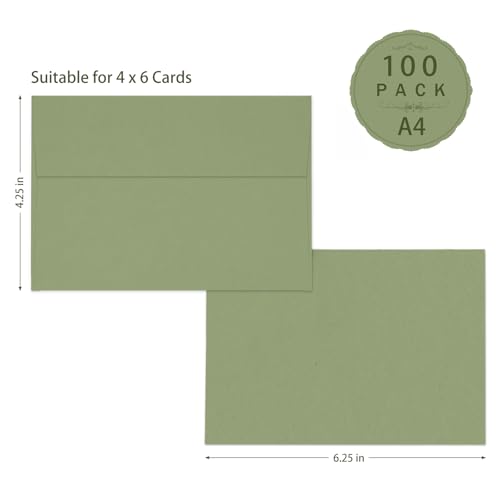 100 Pack Goefun A4 Sage Green Envelopes 4x6, 4.25 x 6.25-inch by Goefun - Image 2