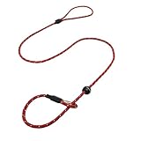 Dog & Field Pro Trialler Slip Lead, Red. 1.2m Rope Slip Lead For Dogs With Push Button Stopper, Easy To Slip On, No Collar Or Harness Needed. Thin Slip Lead For Dogs (Red)