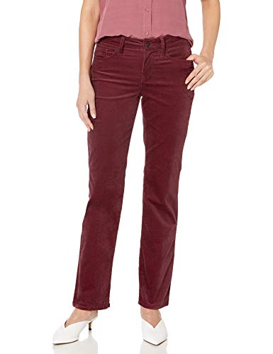 NYDJ Women's Petite Marilyn Straight Leg Velvet Jeans, Grenache, 10P