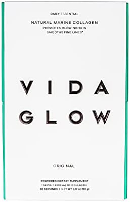 Vida Glow - Natural Hydrolyzed Marine Collagen Sachets | Promotes Glowing Skin + Smoothes Fine Lines (Original, 30 Sachets)