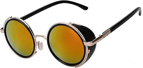 Image of OWL Steampunk Retro Gothic Vintage Colored Metal Round Circle Frame Sunglasses Colored Lens
