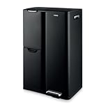 Tower Recycling Pedal Bin, Three Individual Compartments with Removable Inner Buckets, Carbon Steel Body, 60L, Black