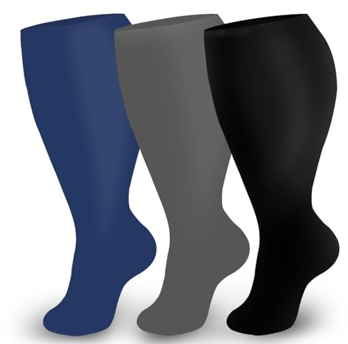 Everstride Compression Socks for Women Wide Calf, Plus Size, 2XL/3XL/4XL, 3/5 Pair
