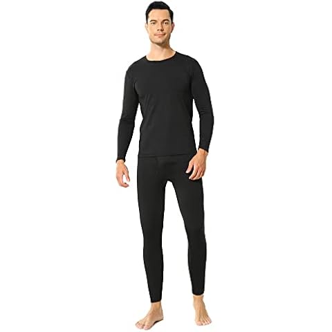 ViCherub Men's Thermal Underwear Set Long Johns with Fleece Lined Base Layer Thermals Sets for Men - black - Medium Cover